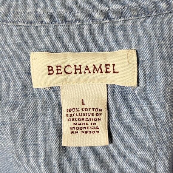 Bechamel Denim Embroidered Button Down Blouse - Picture 3 of 10